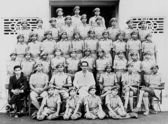 New Delhi: A file photo of Prime Minister Narendra Modi (sitting on the ground at the extreme left) in his NCC uniform. PTI Photo / Twitter (PTI1_28_2015_000041B)